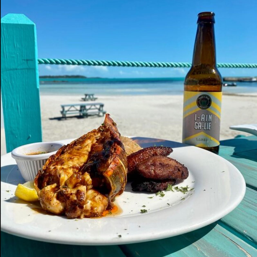 Omar's Beach Hut in Turks and Caicos Beach-side Lobster Tail Dish at Omar's Beach Hut in Turks and Caicos