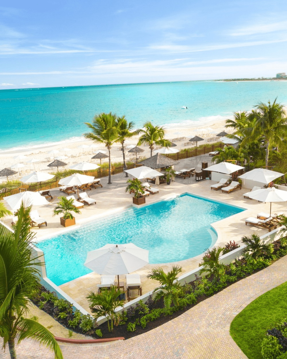 Seven Stars Resort in Turks and Caicos Oceanside Pool with Poolside Waterfall Steps from the Beach
