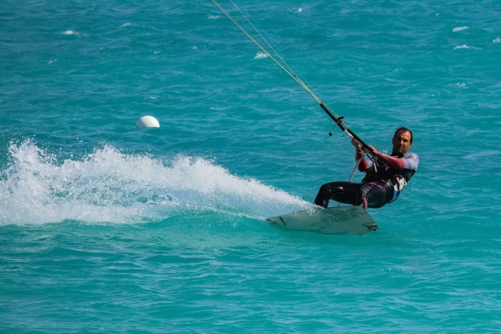 man doing kite surfing in Turks